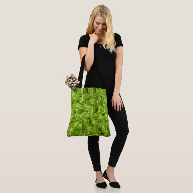 Basil Leaves Pattern Tote Bag (On Model)