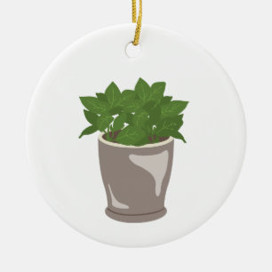 Basil Plant Ceramic Ornament