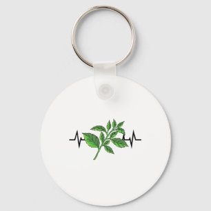 Basil Plant Heartbeat Keychain