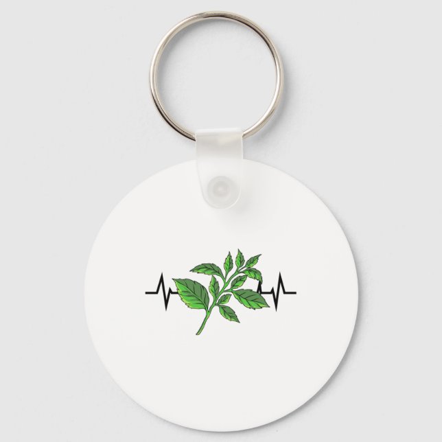 Basil Plant Heartbeat Keychain (Front)