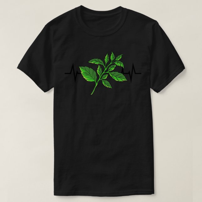 Basil Plant Heartbeat T-Shirt (Design Front)