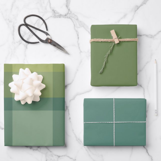 Basil & Sage Wrapping Paper Flat Sheet Set of 3 (Front)