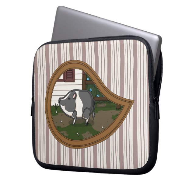 Basil the Pig Laptop Case (Front Left)