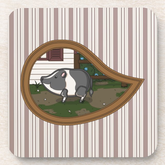Basil the Pig Square Coaster (Front)