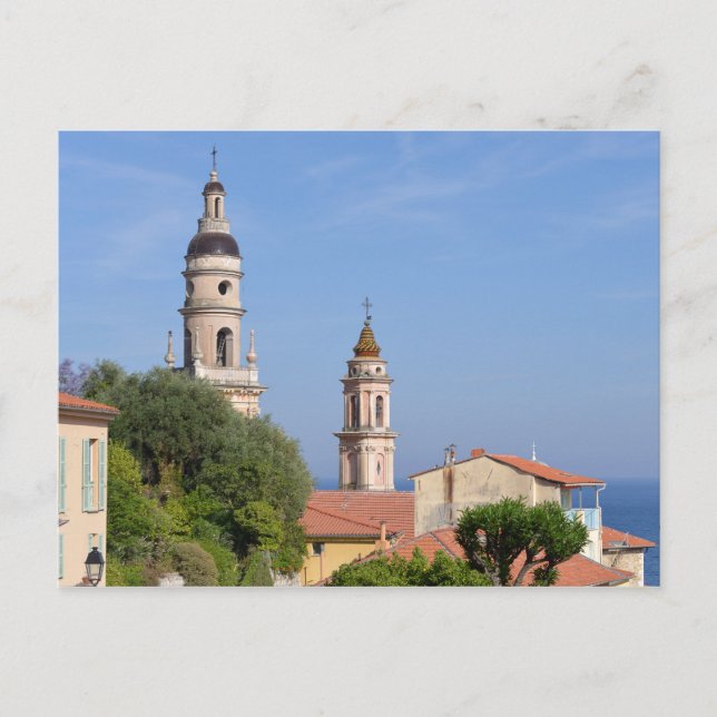 Basilica at Menton in France Postcard (Front)