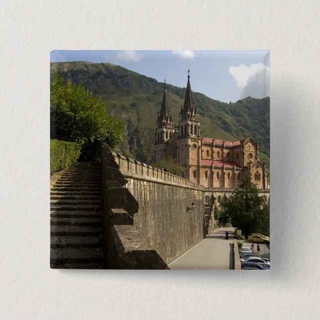 Basilica de Covadonga, northwestern Spain. 2 Inch Square Button (Front)