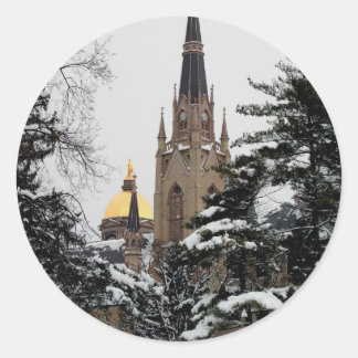 Basilica in the Snow Classic Round Sticker