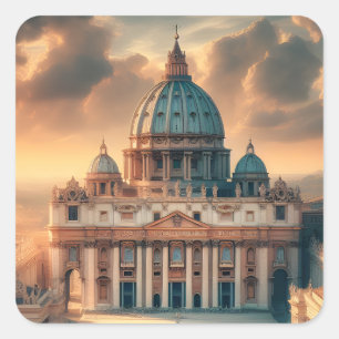 Basilica of St. Peter Italy Europe Travel Square Sticker
