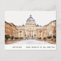 Basilica Rome Italy Watercolor Save The Date