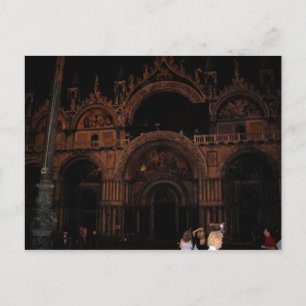 Basilica, St. Mark's Square, Venice at Night Postcard