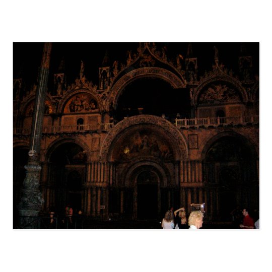 Basilica, St. Mark's Square, Venice at Night Postcard