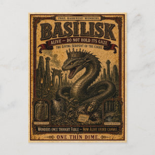 Basilisk, Vintage Circus Monster Postcard