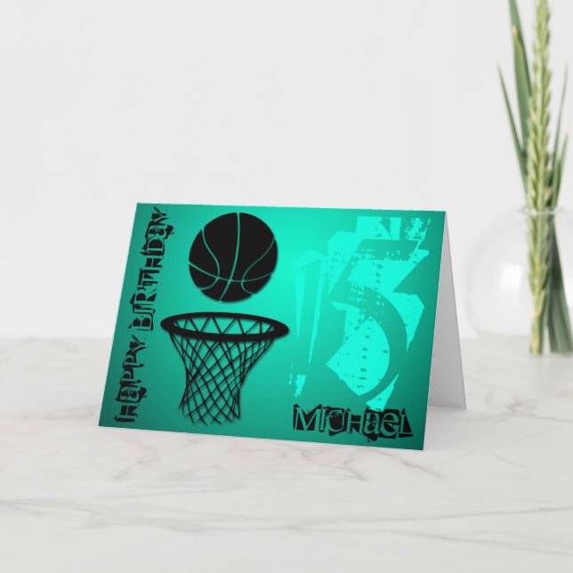 Basket 15th Birthday personalized Greeting card (Front)