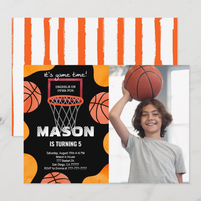 basket Anniversaire Photo Invitation (Devant / Derrière)