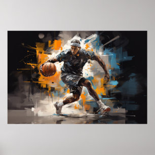 Basket-ball Action Sport Peinture Art Déco Abstrai