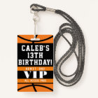Basket-ball Anniversaire de la fête VIP Pass Badge
