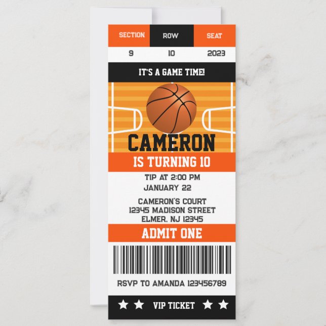 Basket-ball Anniversaire Fête Billet Invitation (Devant)