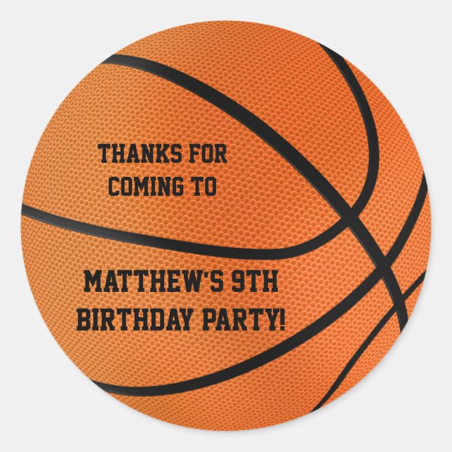 Basket-ball Anniversaire Fête Favoriser Stickers (Devant)