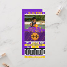 Basket-ball Anniversaire Invitation Billet(Purple&