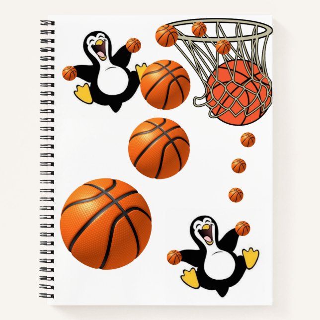 Basket-ball en pingouin Carnet spiral (Devant)