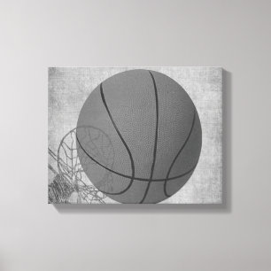Basket Ball Love The Game in Black and White Canvas Print