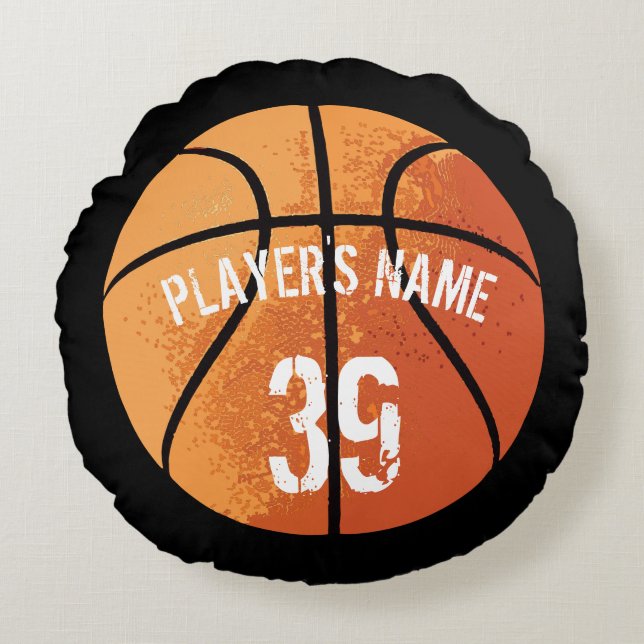 Basket-ball (personnalisable) Coussin rond (Devant)