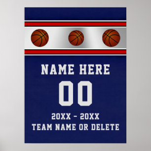 Basket-ball Personnalisé Bleu Affiches de nuit