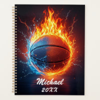 Basket-ball personnalisé sur le feu et l'eau