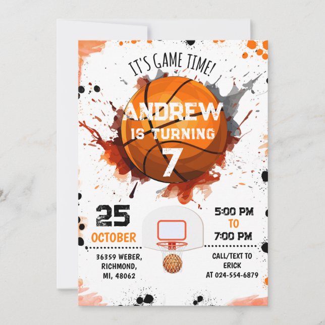 Basket-ball personnel Anniversaire Invitation (Devant)