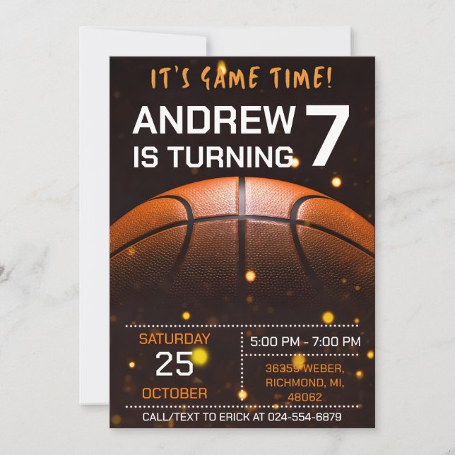 Basket-ball personnel Anniversaire Invitation (Devant)