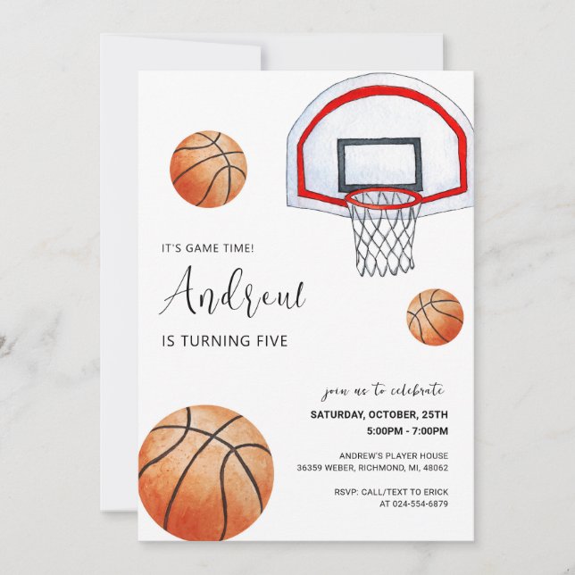 Basket-ball personnel Invitation d'anniversaire av (Devant)
