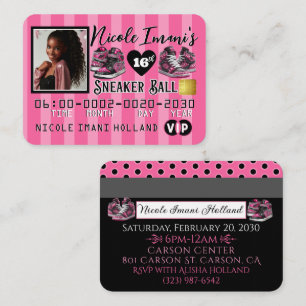 Basket Ball PINK Carte de crédit Photo Invitations