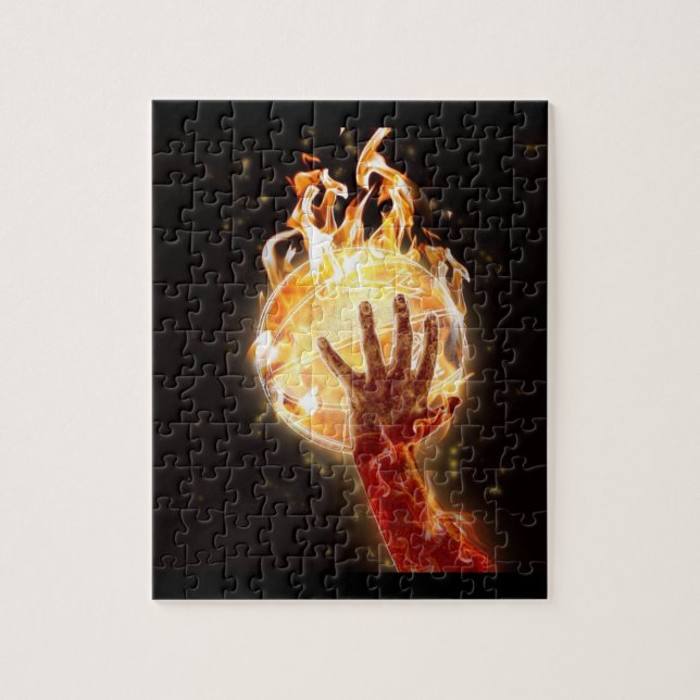 Basket-ball sur feu Puzzle avec boîte cadeau (Vertical)