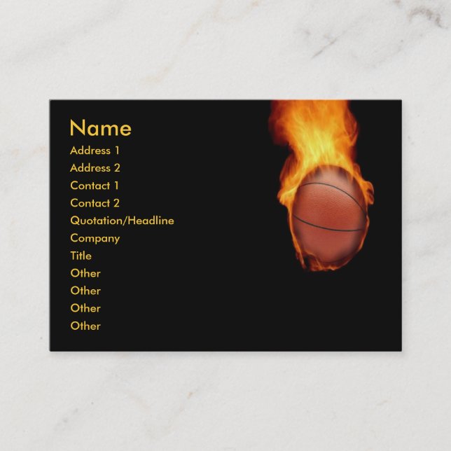 Basket-ball sur le carte de visite du feu (Devant)