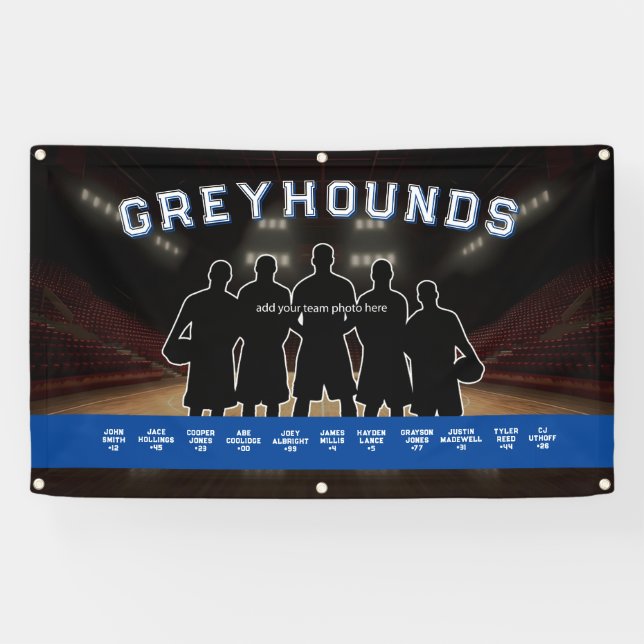Basket Bannière Bleu et Blanc Équipe sportive (Horizontal)