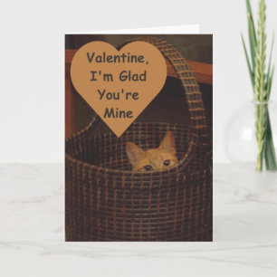 Basket Case Cat Valentine Greeting Holiday Card