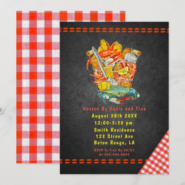 Basket Crab Boil Party Invitation (Front/Back)