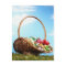 Basket filled with Easter eggs on grass, ground