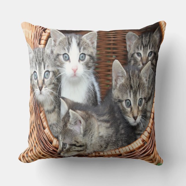 Basket Full Of Kittens Throw Pillow (Front)