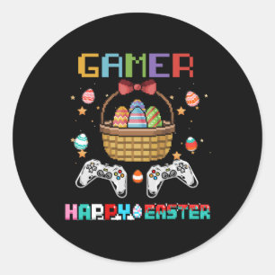 Basket Gamer Video Game Controller With Easter Egg Classic Round Sticker