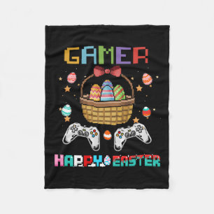 Basket Gamer Video Game Controller With Easter Egg Fleece Blanket