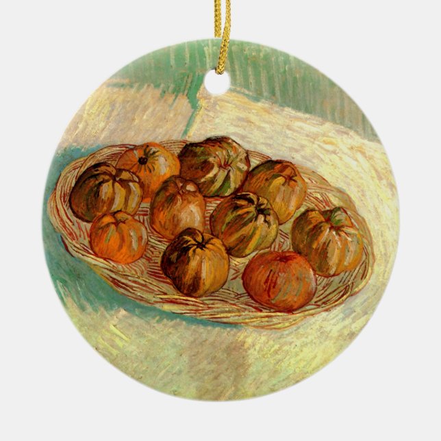 Basket of Apples to Pissarro by Vincent van Gogh Ceramic Ornament (Front)
