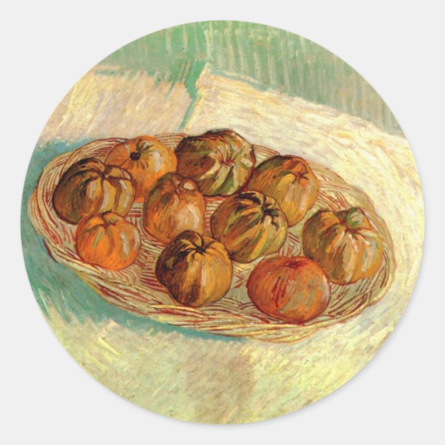Basket of Apples to Pissarro by Vincent van Gogh Classic Round Sticker (Front)
