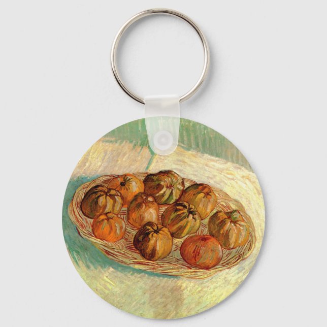Basket of Apples to Pissarro by Vincent van Gogh Keychain (Front)