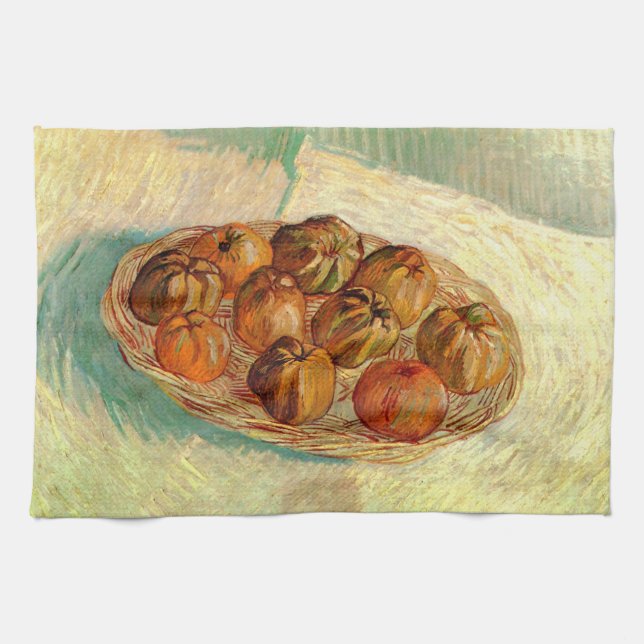 Basket of Apples to Pissarro by Vincent van Gogh Kitchen Towel (Horizontal)