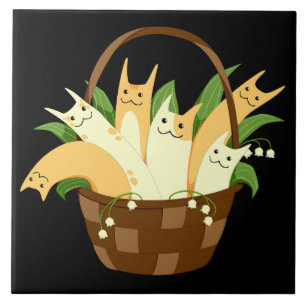 basket of cats ceramic tile