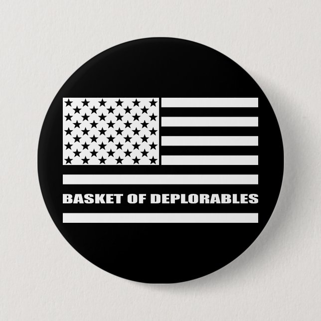 Basket of Deplorables American Flag Thin Line 3 Inch Round Button (Front)