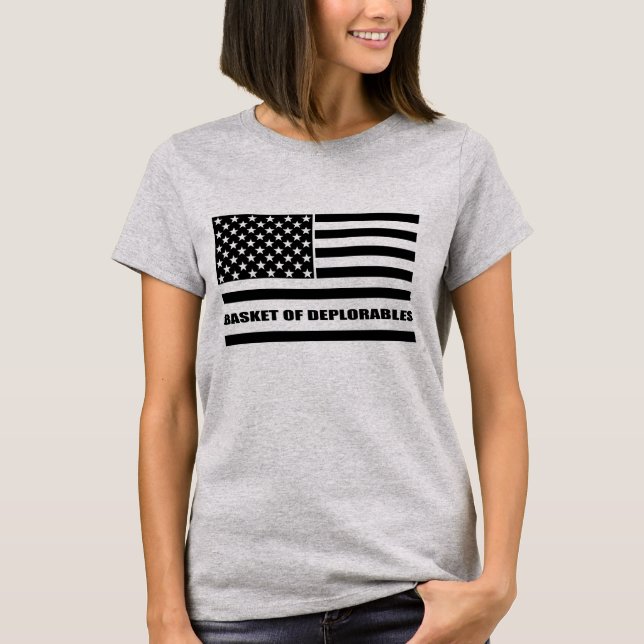 Basket of Deplorables American Flag Thin Line T-Shirt (Front)