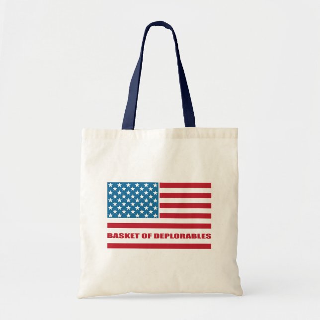 Basket of Deplorables American Flag Thin Line Tote Bag (Front)