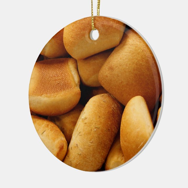Basket of Dinner Rolls Ceramic Ornament (Left)